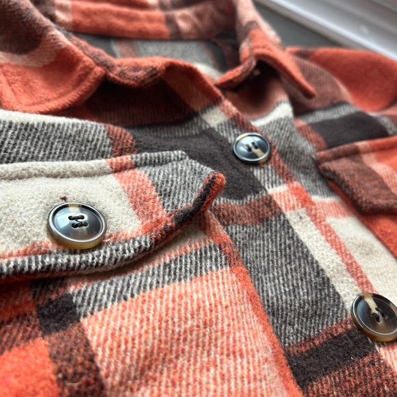 Plaid Flap Pocket Drop Shoulder Light Jacket - Picture 4 of 8